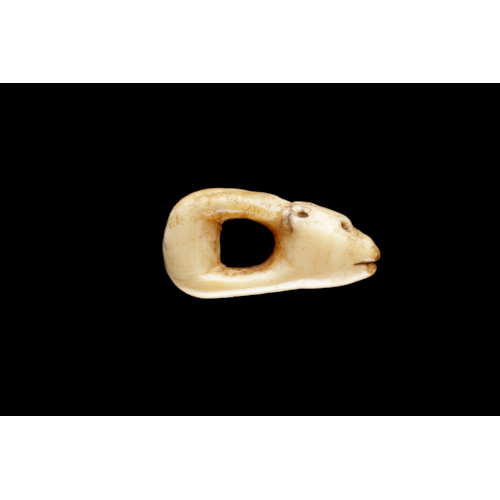 A Bering Strait Yupik Eskimo Carved Walrus Ivory Miniature Belt Fastener